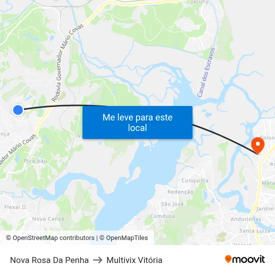 Nova Rosa Da Penha to Multivix Vitória map