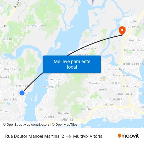 Rua Doutor Manoel Martins, 2 to Multivix Vitória map