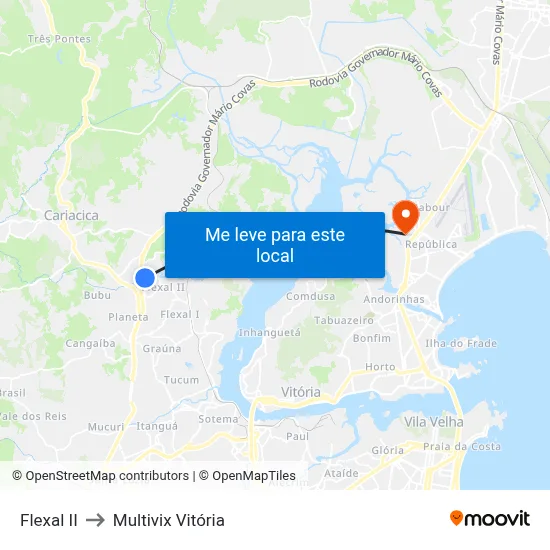 Flexal II to Multivix Vitória map