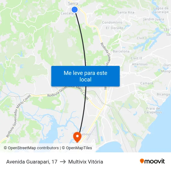 Avenida Guarapari, 17 to Multivix Vitória map