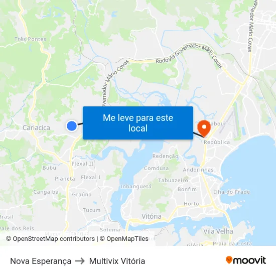 Nova Esperança to Multivix Vitória map