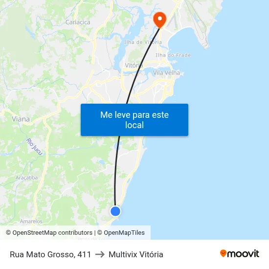 Rua Mato Grosso, 411 to Multivix Vitória map