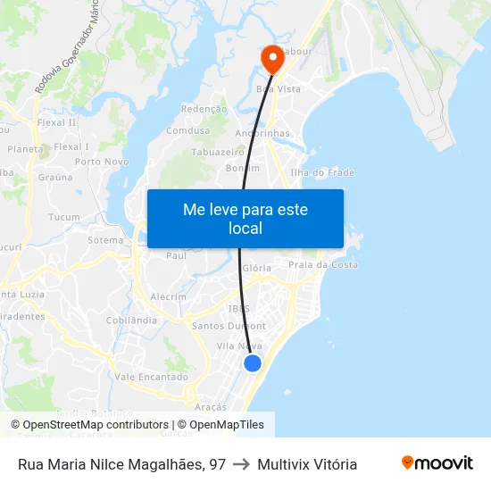 Rua Maria Nilce Magalhães, 97 to Multivix Vitória map