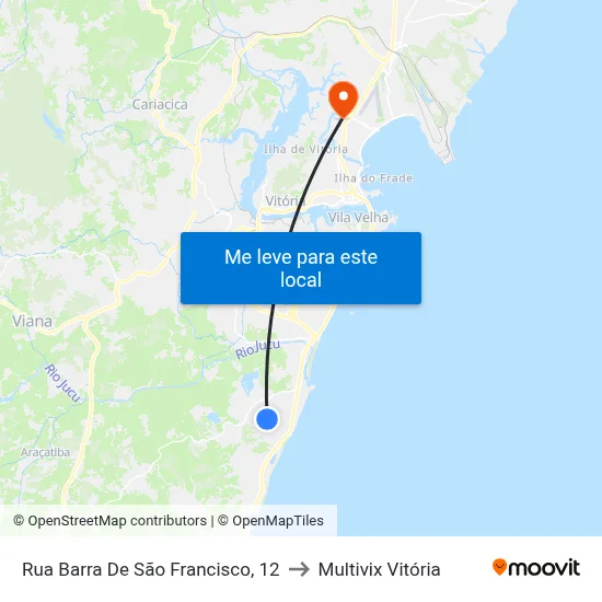 Rua Barra De São Francisco, 12 to Multivix Vitória map