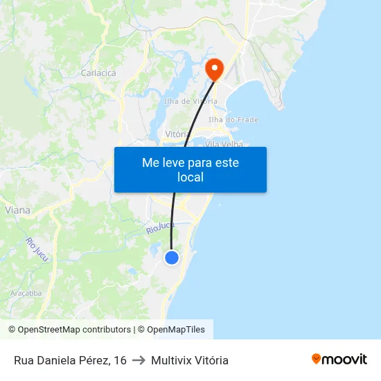 Rua Daniela Pérez, 16 to Multivix Vitória map