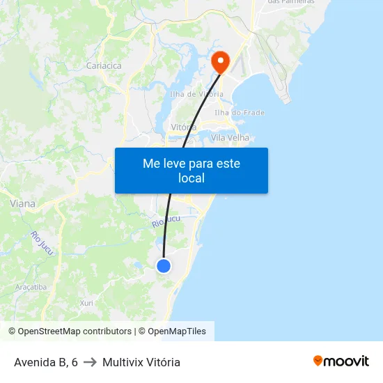 Avenida B, 6 to Multivix Vitória map