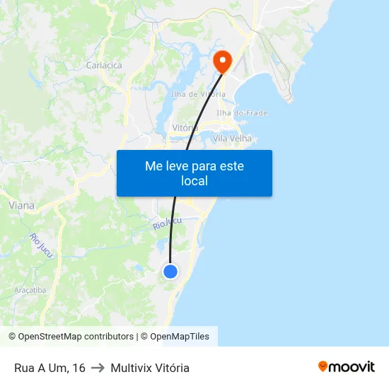 Rua A Um, 16 to Multivix Vitória map