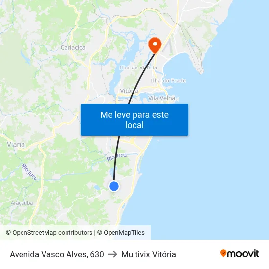 Avenida Vasco Alves, 630 to Multivix Vitória map