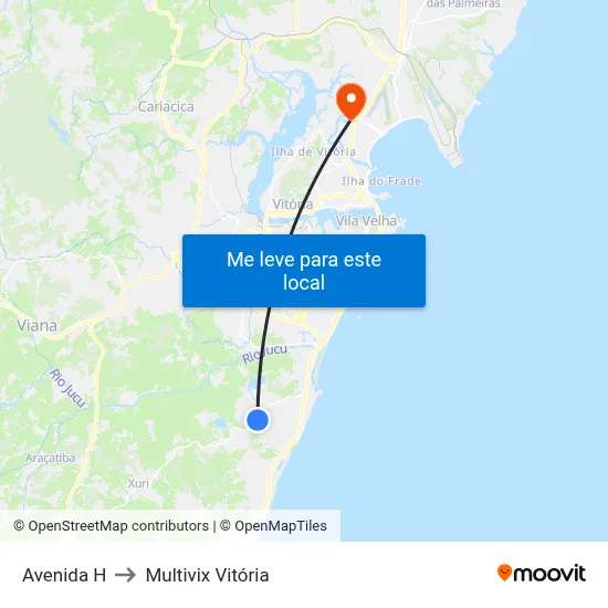 Avenida H to Multivix Vitória map