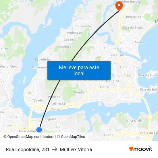 Rua Leopoldina, 231 to Multivix Vitória map
