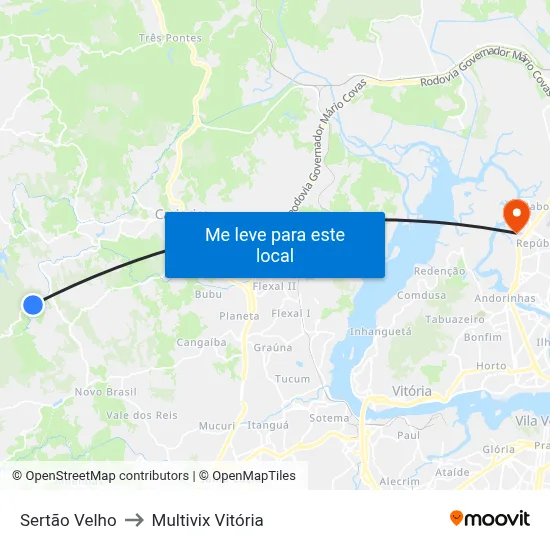 Sertão Velho to Multivix Vitória map