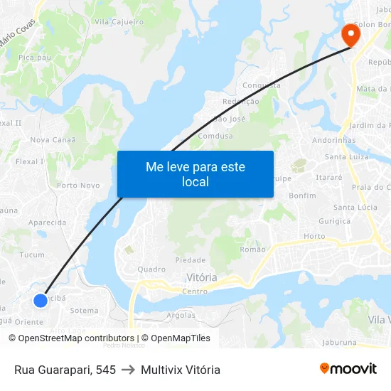 Rua Guarapari, 545 to Multivix Vitória map