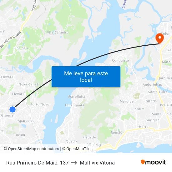 Rua Primeiro De Maio, 137 to Multivix Vitória map