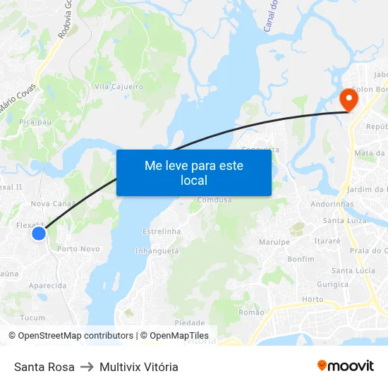 Santa Rosa to Multivix Vitória map
