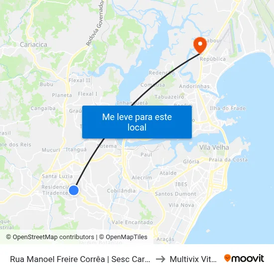 Rua Manoel Freire Corrêa | Sesc Cariacica to Multivix Vitória map