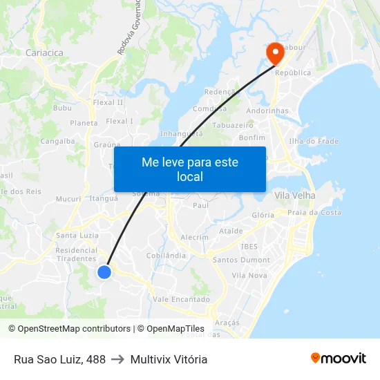 Rua Sao Luiz, 488 to Multivix Vitória map