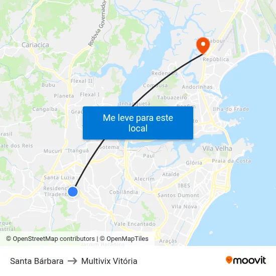 Santa Bárbara to Multivix Vitória map