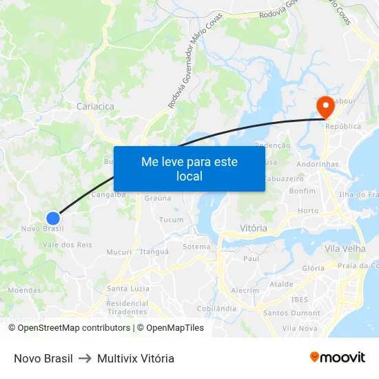 Novo Brasil to Multivix Vitória map