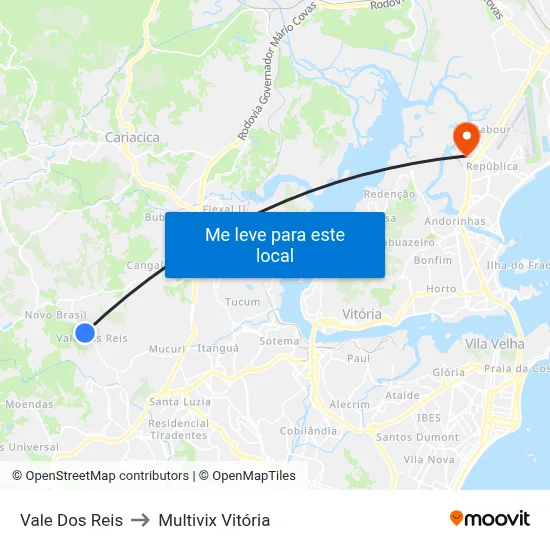 Vale Dos Reis to Multivix Vitória map