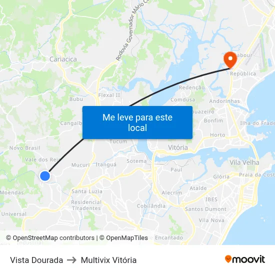Vista Dourada to Multivix Vitória map