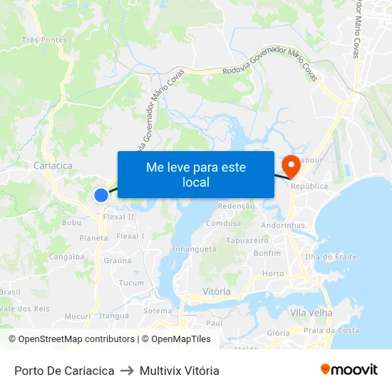 Porto De Cariacica to Multivix Vitória map