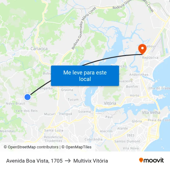 Avenida Boa Vista, 1705 to Multivix Vitória map