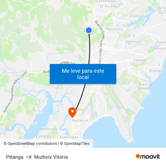 Pitanga to Multivix Vitória map