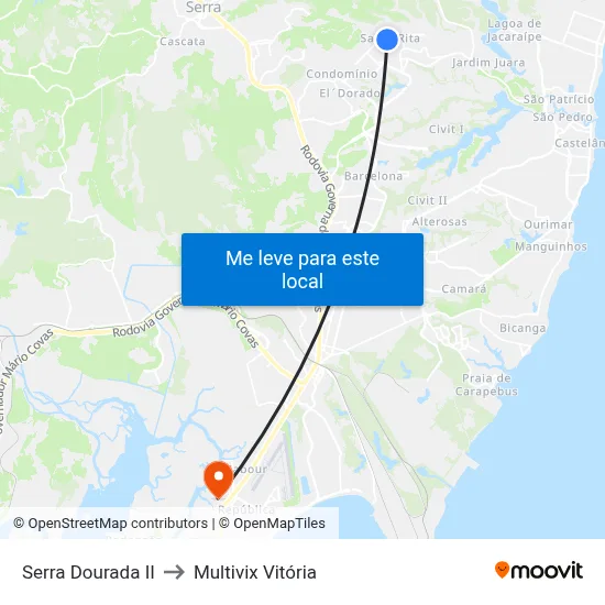 Serra Dourada II to Multivix Vitória map