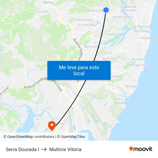 Serra Dourada I to Multivix Vitória map