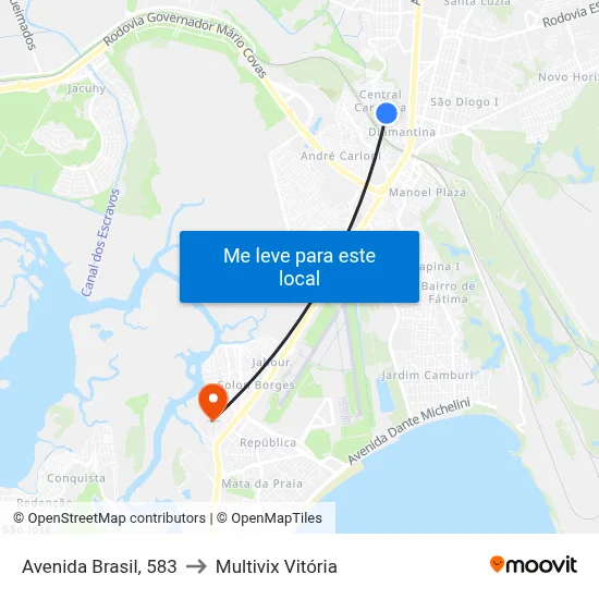 Avenida Brasil, 583 to Multivix Vitória map