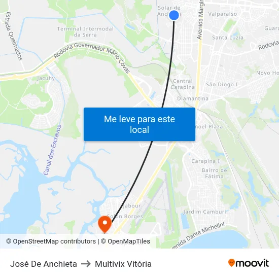 José De Anchieta to Multivix Vitória map