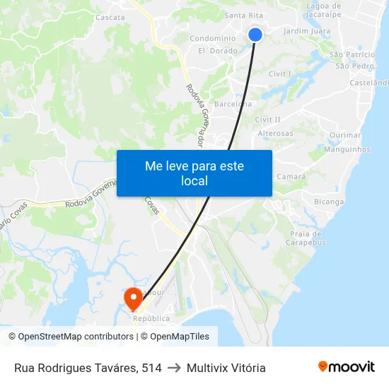 Rua Rodrigues Taváres, 514 to Multivix Vitória map