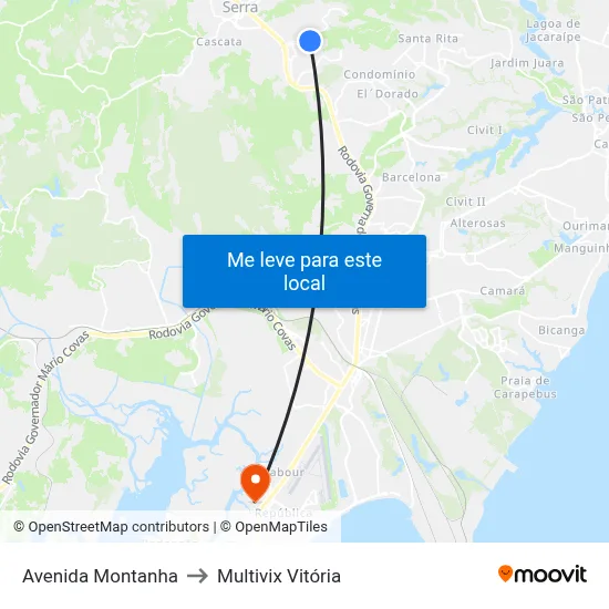 Avenida Montanha to Multivix Vitória map