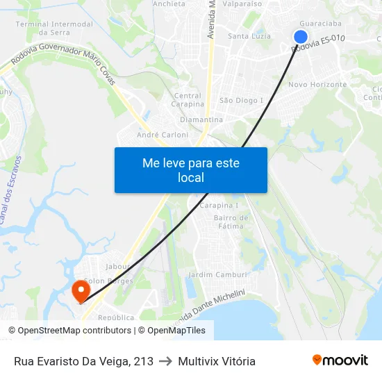 Rua Evaristo Da Veiga, 213 to Multivix Vitória map