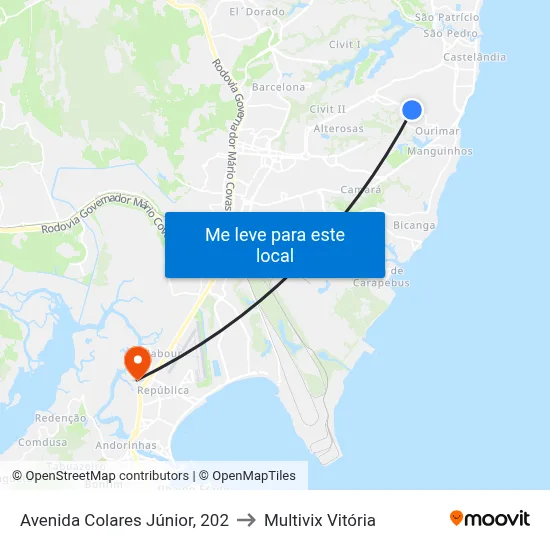 Avenida Colares Júnior, 202 to Multivix Vitória map