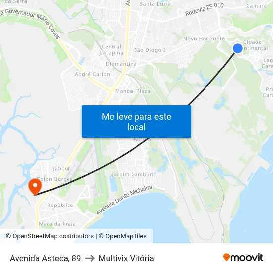 Avenida Asteca, 89 to Multivix Vitória map