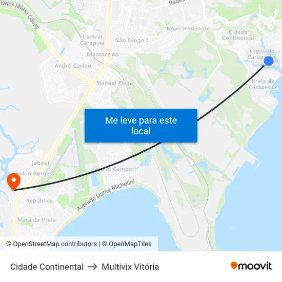Cidade Continental to Multivix Vitória map