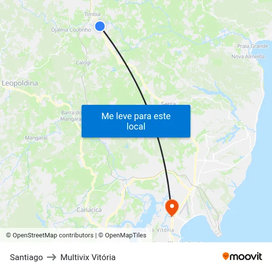 Santiago to Multivix Vitória map