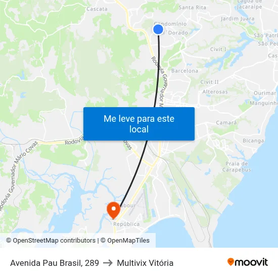 Avenida Pau Brasil, 289 to Multivix Vitória map