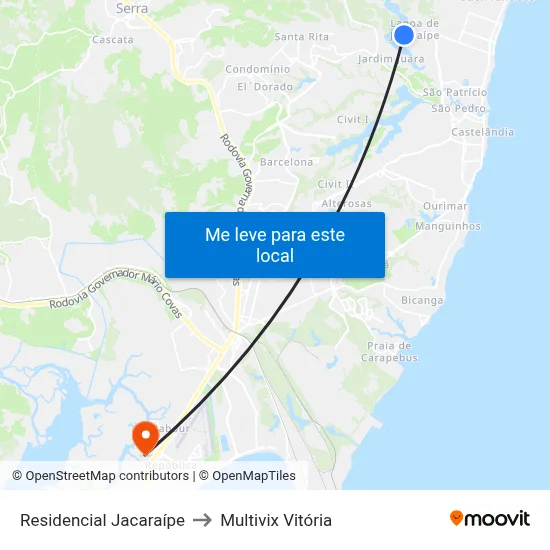 Residencial Jacaraípe to Multivix Vitória map
