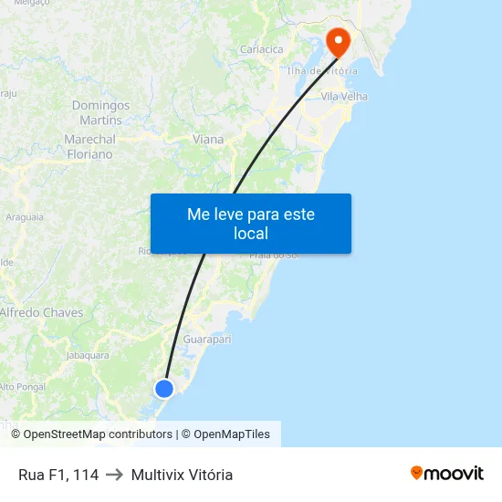 Rua F1, 114 to Multivix Vitória map