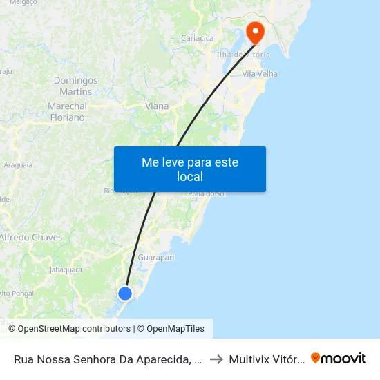 Rua Nossa Senhora Da Aparecida, 37 to Multivix Vitória map