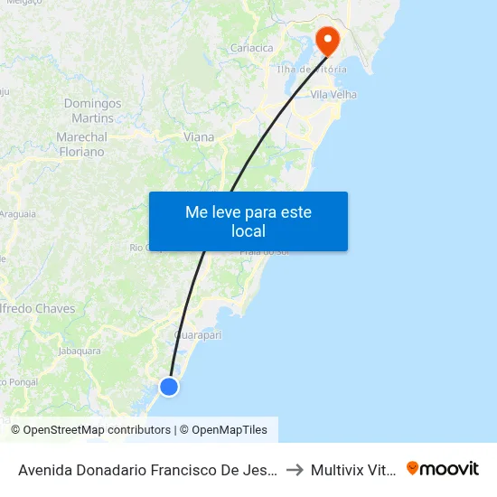 Avenida Donadario Francisco De Jesus, 121 to Multivix Vitória map