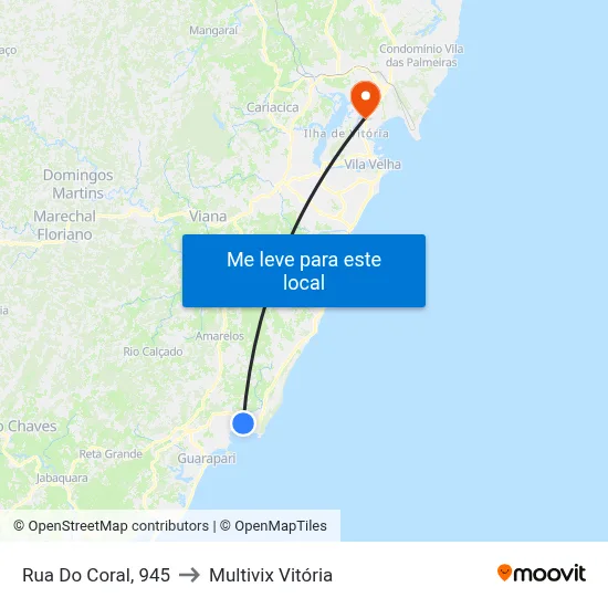 Rua Do Coral, 945 to Multivix Vitória map