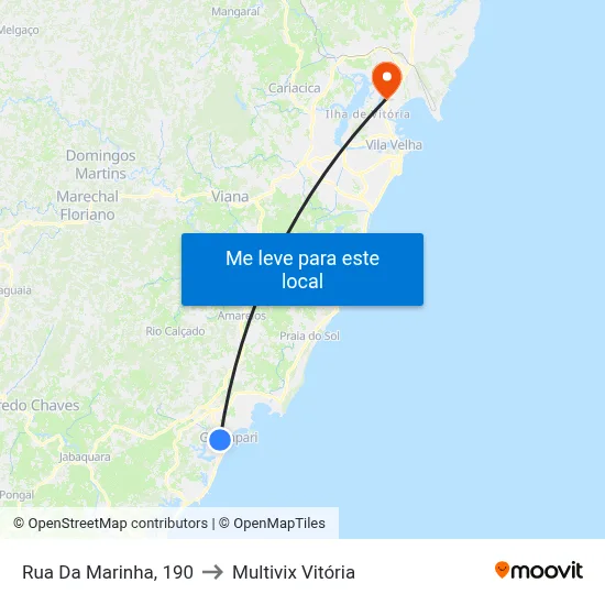 Rua Da Marinha, 190 to Multivix Vitória map