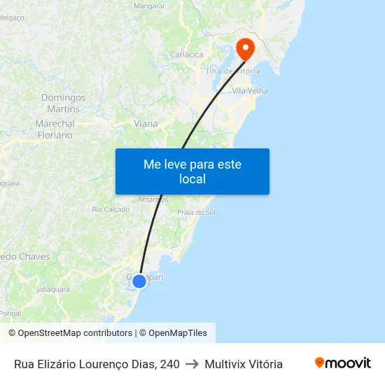 Rua Elizário Lourenço Dias, 240 to Multivix Vitória map