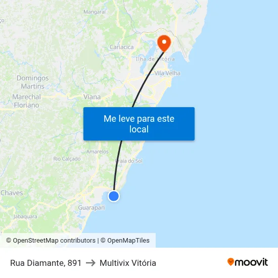 Rua Diamante, 891 to Multivix Vitória map