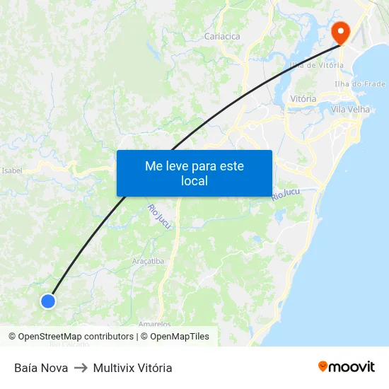 Baía Nova to Multivix Vitória map