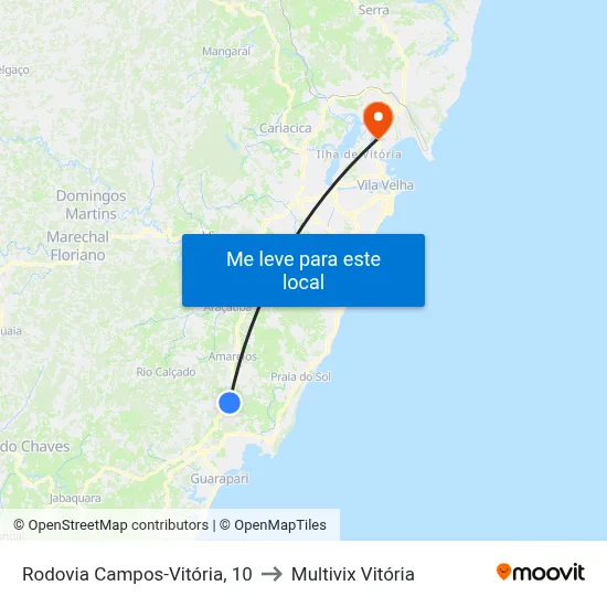 Rodovia Campos-Vitória, 10 to Multivix Vitória map