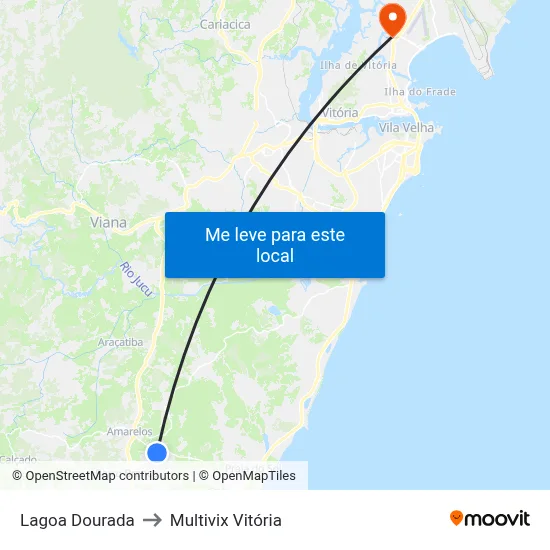 Lagoa Dourada to Multivix Vitória map
